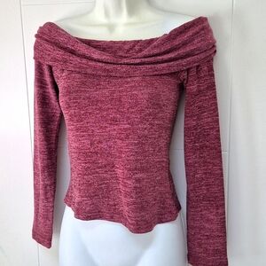 Auqco Off-Shoulder Sweater top Maroon sz M NWT